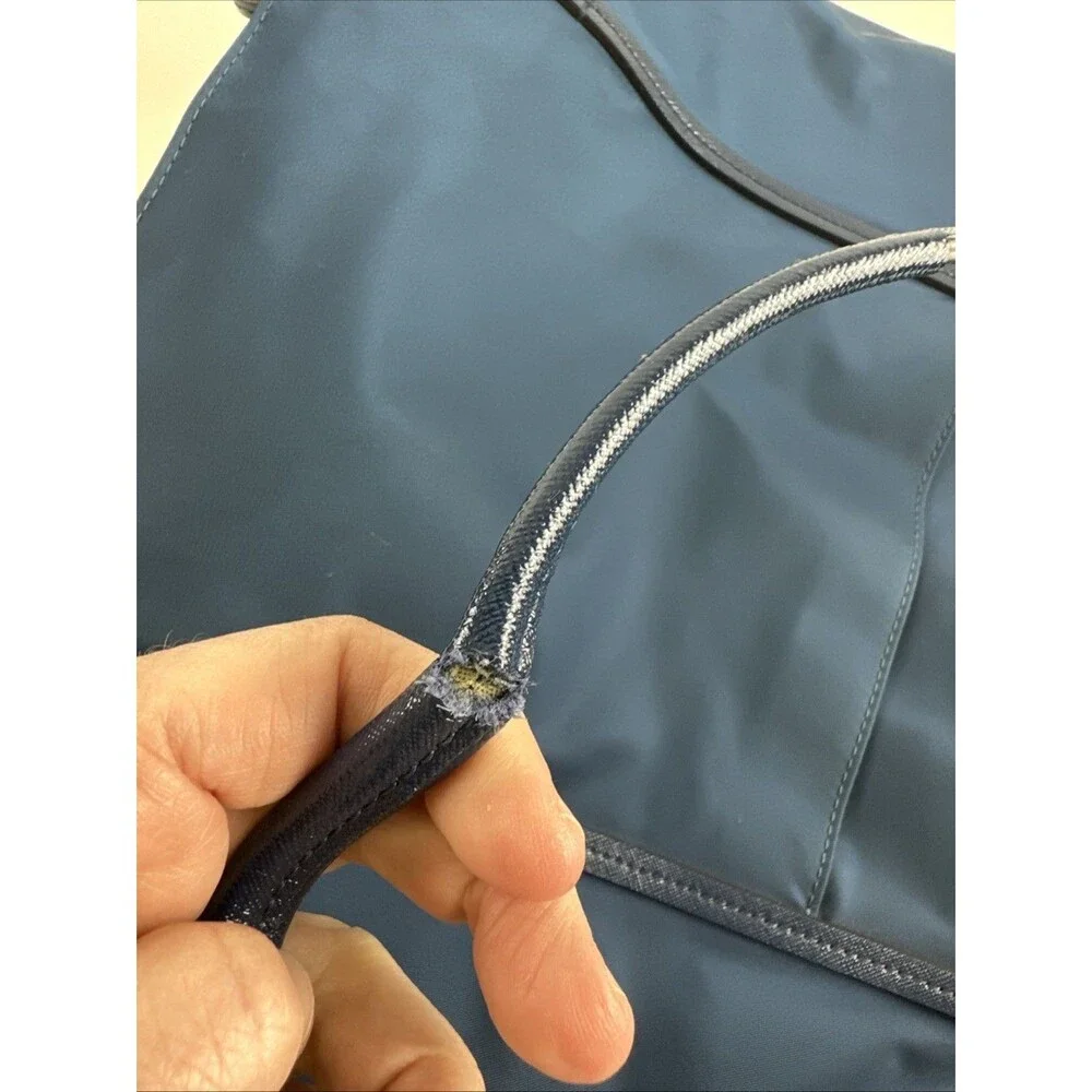 TUMI Voyageur Q Tote Bag Navy‎ Nylon Double Leather Straps Travel Quality Large